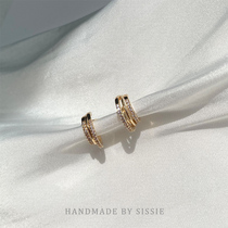 Exquisite small and small ear clip earrings female earring clip female earring clip advanced French temperament earring multi-circle mosquito coil