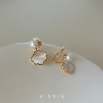 Natural Pearl Belle Mother Ear Clip Woman No Earhole Advanced Minima Cute Temperament Mosquito Incense Tray Silicone Ear Pendant Earrings Summer