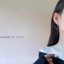 Very thin ear line show temperament without ear hole Daily round face thin long mosquito coil ear clip tassel ear clip