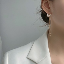 Fritillaria butterfly advanced sense earless female earrings French bow long tassel painless mosquito coil ear clip