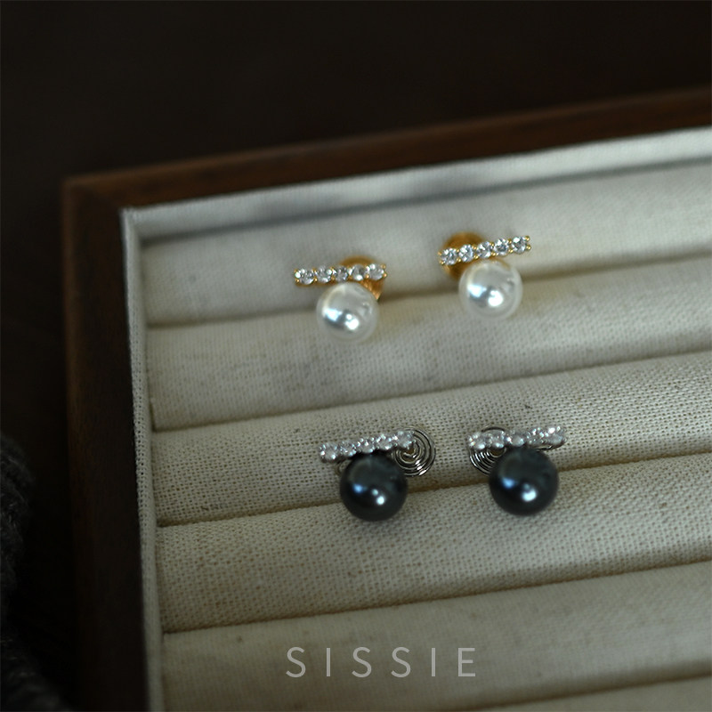 Unique Pearl Ear Clip Mosquito Incense Pan Without Earhole Woman New Autumn And Winter Earrings Earrings With Little Crowddesign Feel-Taobao