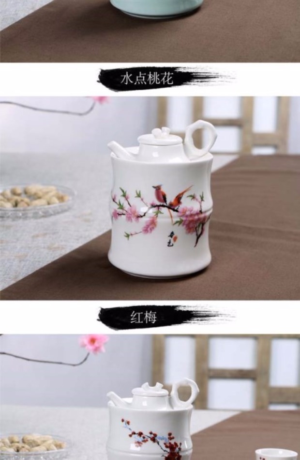 Ba hai ấm rượu bình rượu gốm sứ lẩu nóng ấm rượu decanter rượu vang vàng ly rượu vang trắng bộ ly ly pha lê rượu vang