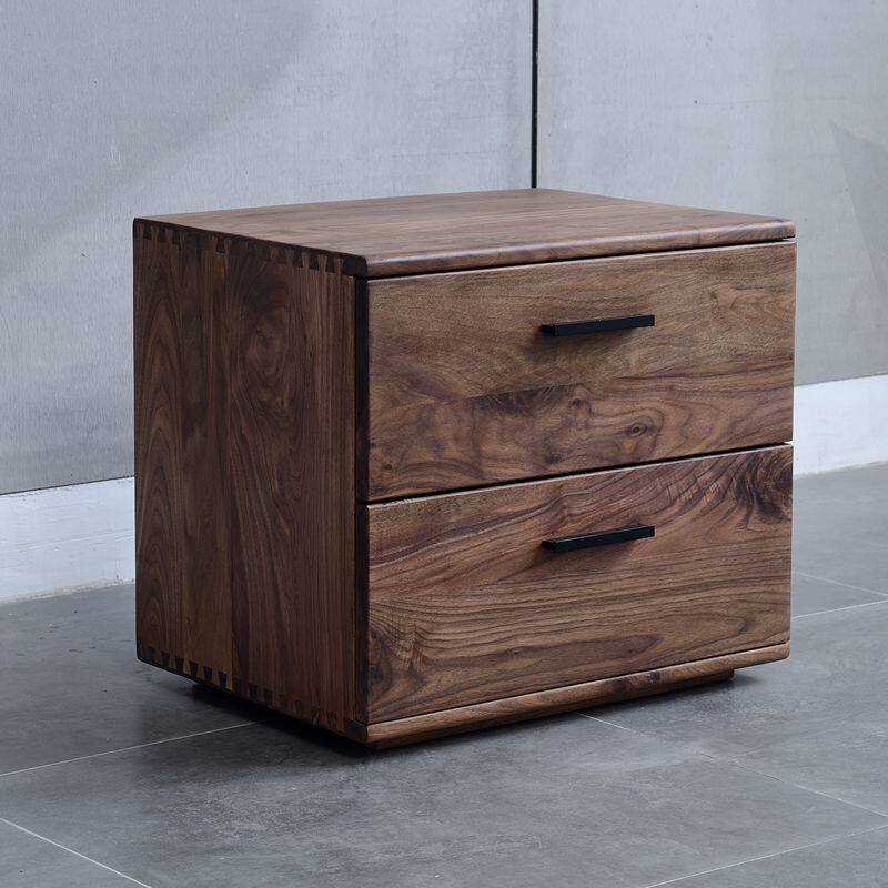 North American black walnut nightstand modern simple double-smoking bedroom furniture storage side cabinet small family Nordic bucket cabinet