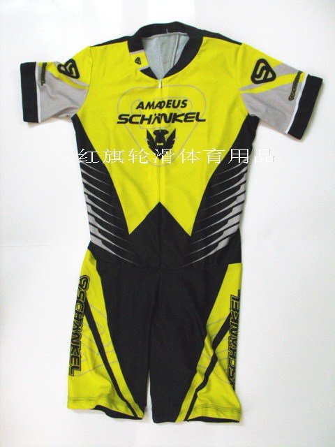 (Hongqi roller skating) South Korea Senguchi roller skating suit jumpsuit competition skating suit speed skating suit (fluorescent yellow black