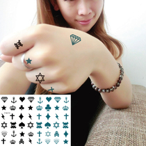 Student Green Black Mini Cross Lightning Star Diamond Crown Tiger Mouth Finger Tattoo Sticker Waterproof Persistent P076