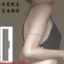 Little Fresher Sexy combinable arm wrist Chest Straight Stripes Black & White Line Tattoo Sticker Waterproof Persistent W077