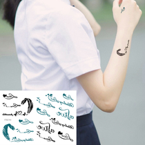 Small fresh tattooed with letters tattooed with English tattooed sticker waterproof P006 greens black color Love you feather tattoo