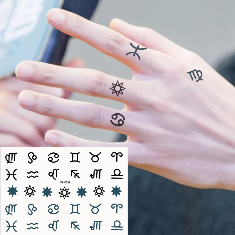 Small Fresh Arms Fingers Breast Foot Double Fish Gold Sheep Sky Scorpion twelve Constellations Totem Tattoo Patch Waterproof Persistent K091