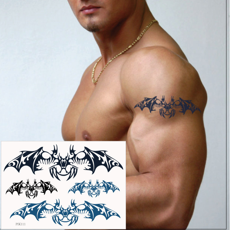 Halloween Human Body Sexy Florin Arm Neck Color Ploy Black Bicolor Totem Bat Tattooed Sticker Waterproof Persistent P111