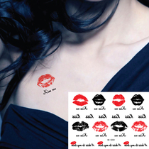 Small fresh sexy red lips face arms wrist black color English KISS mouth lips tattoo stickers Waterproof K058