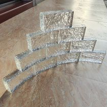 Curved crystal brick curved glass brick partition wall ultra-white light-transmitting and opaque rectangular solid crystal brick partition wall