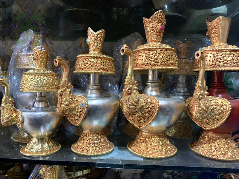 Nepalese Wenba pot pure copper gilt gilt silver red copper benba pot net kettle large