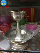 Nepal white copper Dharma protection cup Dharma protection cup cup diameter 7 cm disc diameter 12 5 cm