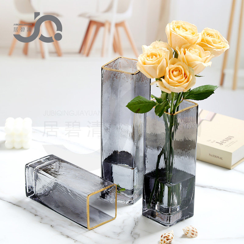 Light luxury gold painting simple hydroponic glass vase rich bamboo flowers green radish lily sunflower rose desktop decoration
