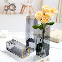 Light and luxurious sketching minimalist hydropony glass vase Fugui Bamboo Flowers Green Lori Lilies Sunflower Rose Table Hem