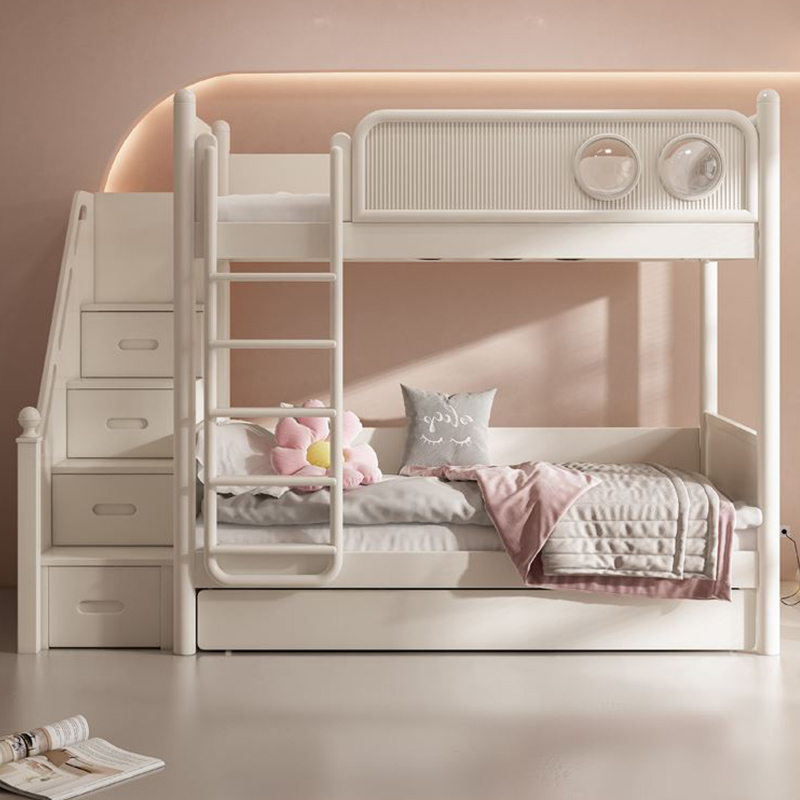 Cream Wind Child Up And Down Bunk Bed Girl Small Family Type High And Low Bed Total Solid Wood Combined Boy Bed-Taobao