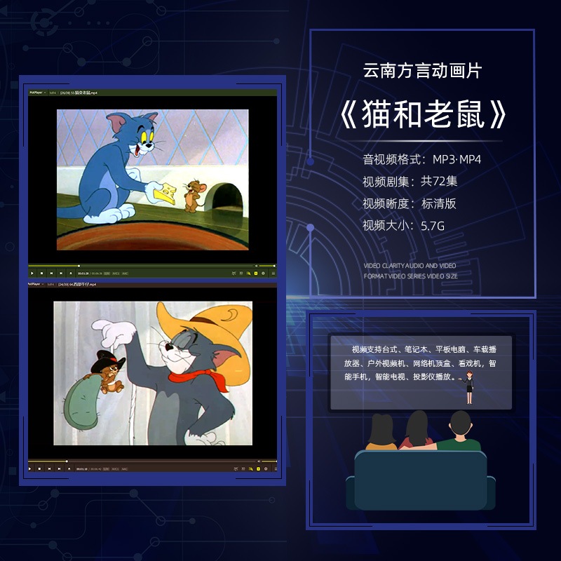 Cat and Mouse (Tao and Xiaomi) Yunnan Dialogue Voice Vehicle UDV MP4 Audio and Video Material