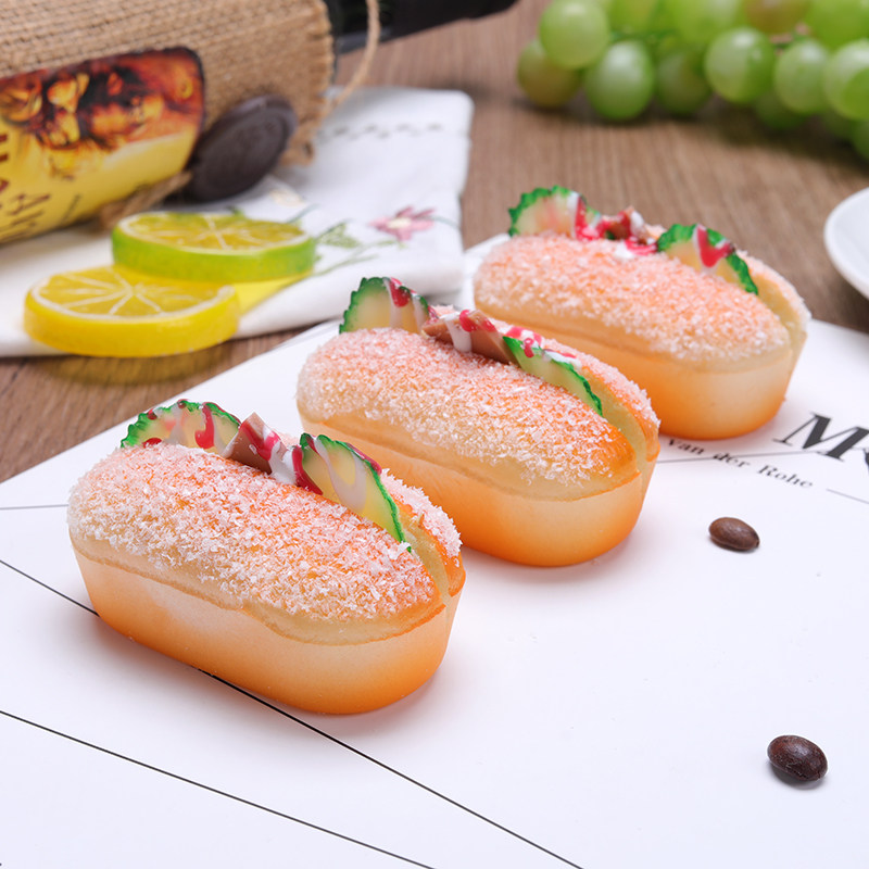 Promotional hot dog simulation bread food dessert pastry snack model home accessories refrigerator stickers early education toys