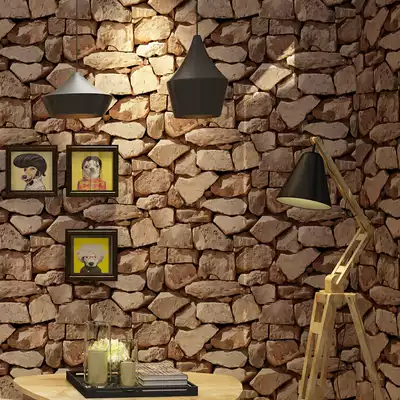 Simulation 3D rock wallpaper waterproof coffee shop hotel foot bath shop corridor aisle gray yellow stone wallpaper roll