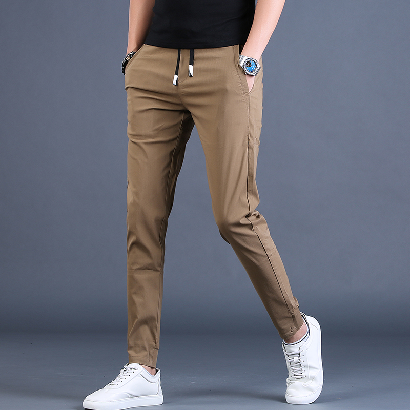 Casual pants men's tide brand elastic slim small feet Korean version of the trend of all-match 2021 new men's long pants summer