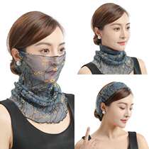 Bib neck womens head thin sunscreen veil New small silk scarf scarf neck protector mask womens scarf hair accessories