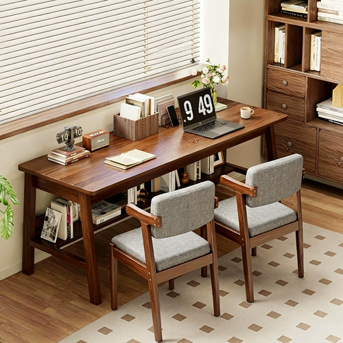 Двойной стол, прямоугольные ножки из массива дерева, домашняя спальня, письменный стол для учащихся начальной школы, простой офисный компьютерный стол для взрослых