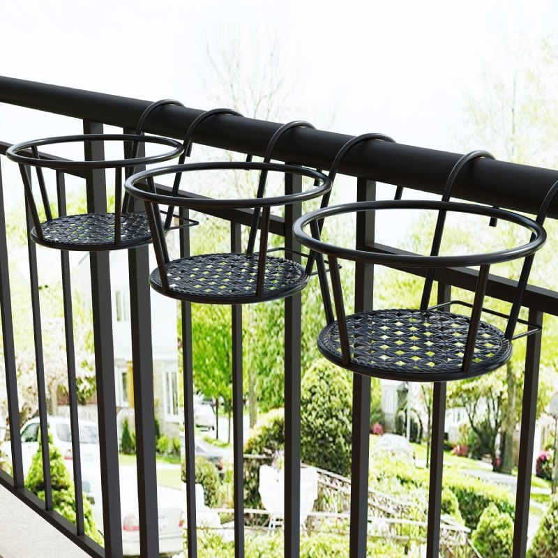 Kệ hoa kệ ban công lan can treo chậu hoa thì là xanh khung lan can ngoài trời sắt rèn chậu hoa mọng nước kệ kệ để chậu trồng rau kệ gỗ treo tường trồng cây