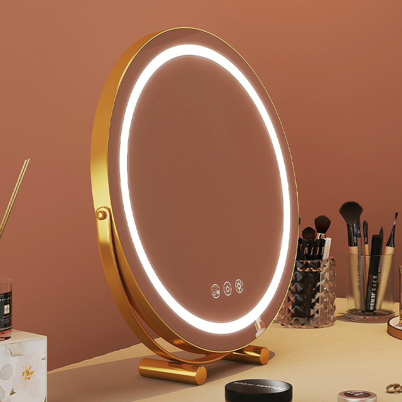 Mirror Cosmetic Mirror Dressing Desktop Dresser LED Complement Lighting Lights in Wind Rotating Household Mirror