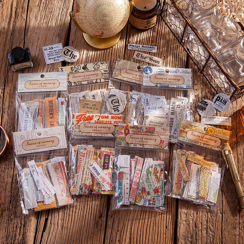 Strangeness 100 Retro Romantic Art Hand Ledger Sticker Packs English Words Handbooks collage Decorative Sticker material