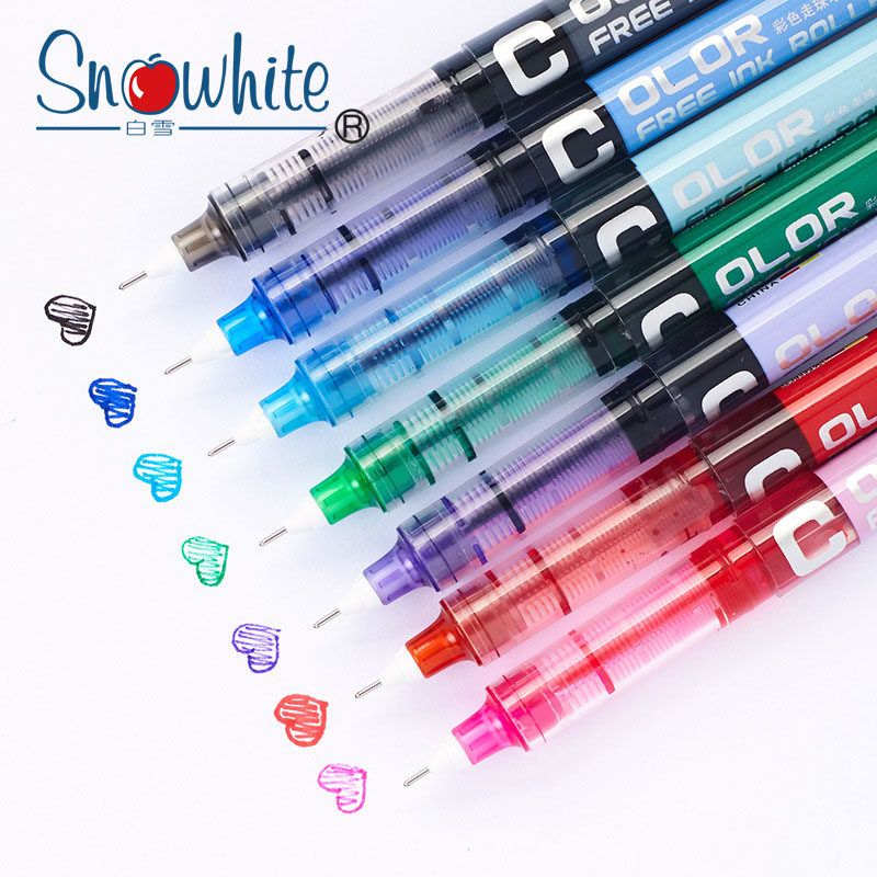 Creative stationery snow straight liquid water-based ballpoint pen 0 38 0 5mm color needle tube gel pen office student water-based pen