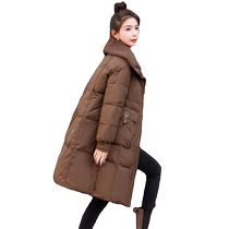 2023 Winter Down Jacket Womens Mid-Length Fashion New Loose Thickened Counter Warm High-end White Duck Down Jacket