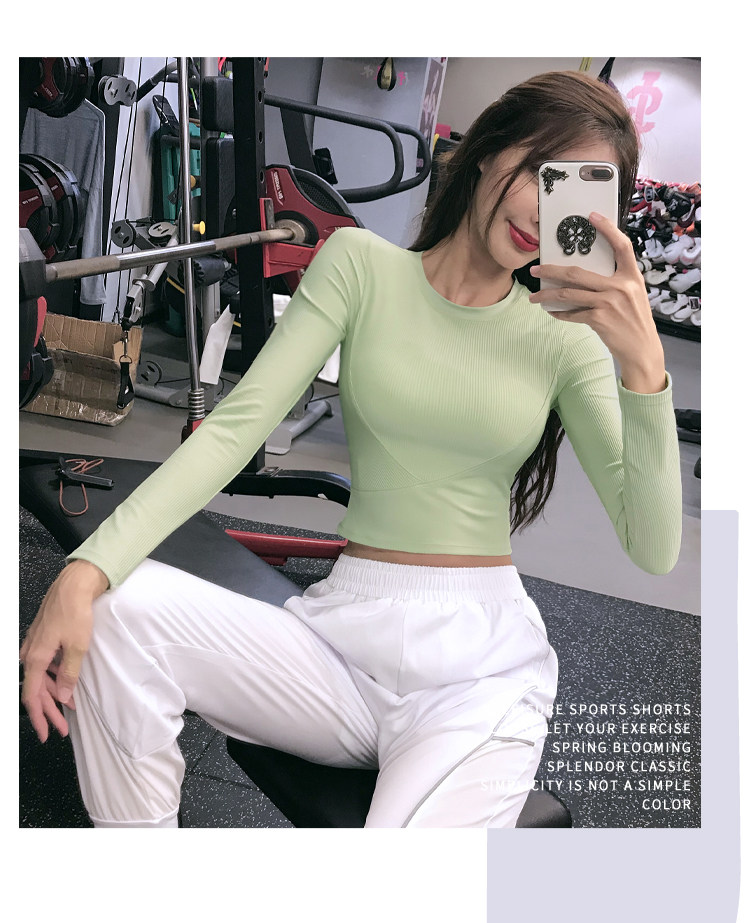 Сексуальный спортивный быстросохнущий лонгслив для спортзала, эластичная одежда для йоги, в обтяжку, популярно в интернете, для бега 