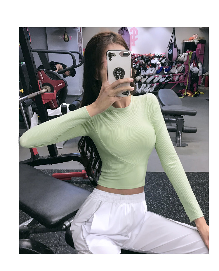 Сексуальный спортивный быстросохнущий лонгслив для спортзала, эластичная одежда для йоги, в обтяжку, популярно в интернете, для бега 
