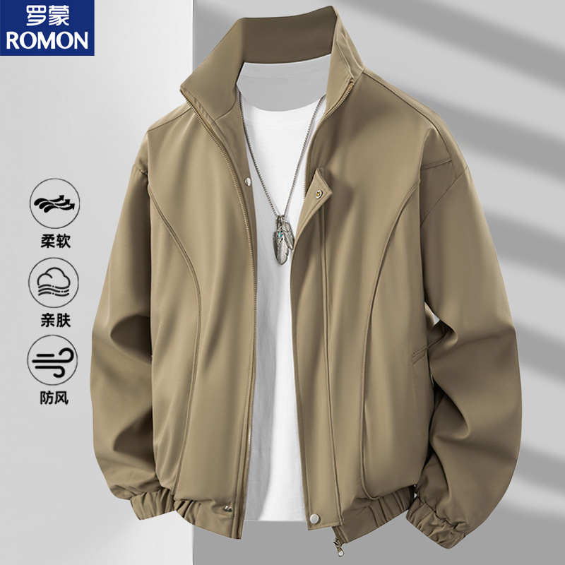 Romon Early Spring Stand-Collar Work Jacket Men's 2026 New American-Style High-End Jacket Spring and Autumn Thin Outerwear
