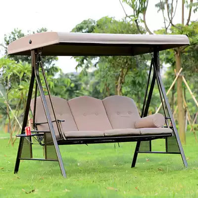 Indoor outdoor swing hanging chair Outdoor balcony rocking chair rocking bed Courtyard rattan wrought iron adult double large swing