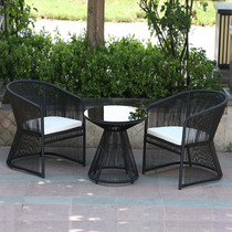 Rattan chair three-piece set balcony leisure chair courtyard woven rattan table and chair small coffee table combination open air waterproof outdoor table and chair