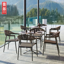 Creative Outdoor Table & Chairs Villas Patio Garden Waterproof Sunscreen Rattan Choreography Table And Chairs Combined Open-air Balcony Casual Rattan Chair