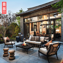 Eurostyle Outdoor Sofa Villa Courtyard Garden Cast Aluminum Sofa Tea Table Combined Clubhouse Hotel Outdoor Iron Art Sofa