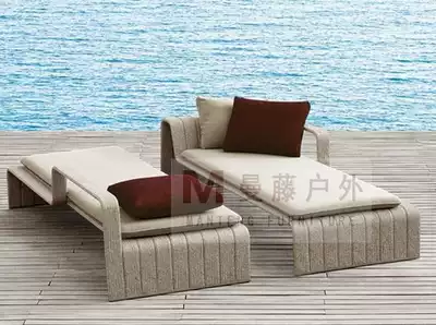 Balcony bed Outdoor leisure courtyard Swimming pool recliner Rattan beach chair Outdoor rattan chair Terrace Garden bed