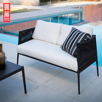 Nordic Outdoor Sofa Patio Waterproof sunscreen with umbrella Rattan Sofa Combined sample Interpanel open Balcony Rattan sofa
