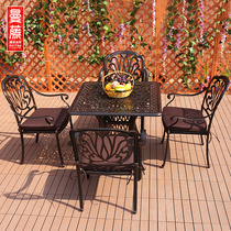 Outdoor table and chairs Villa Courtyard Garden waterproof sunscreen Cast aluminum table and table Composition open iron art dining table and chairs