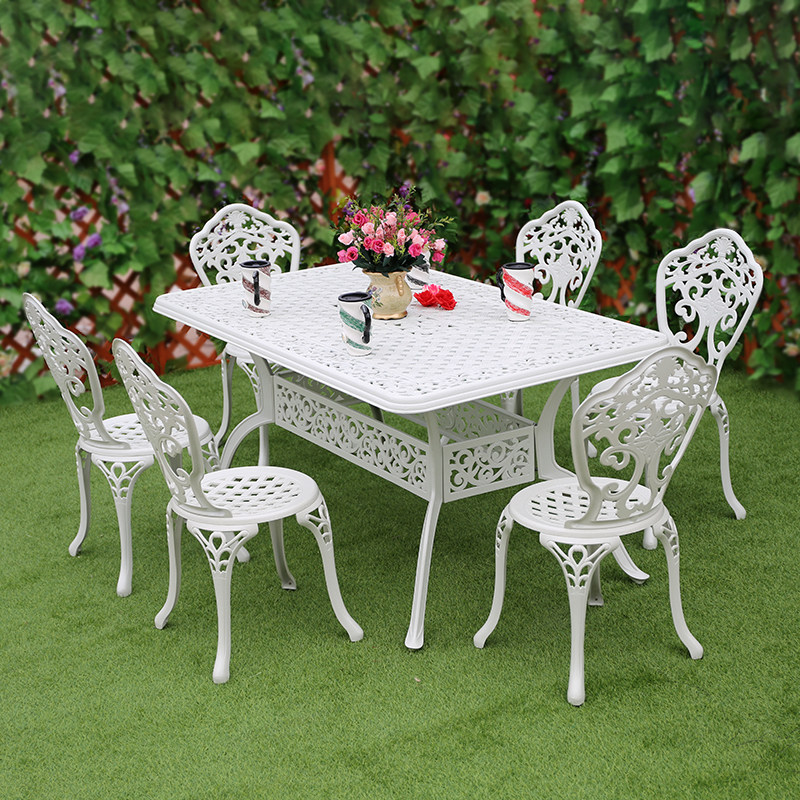 American Countryside Outdoor Table & Chairs Villas Courtyard Cast Aluminum Table & Chairs Tea Table Combination Waterproof Sunscreen Outdoor table and chairs