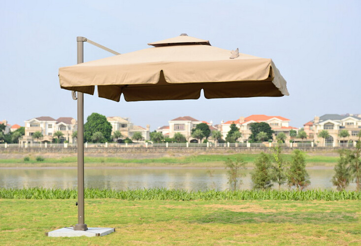 Outdoor parasol stalls side stand banana umbrella side column umbrella courtyard umbrella garden hand-shaking large umbrella double-top parasol