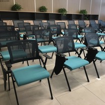 Folding training chair with writing board chair office staff meeting chair with table board student desk and chair integrated blue
