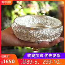 925 pure silver Tibetan Buddhism handmade manzah pan pure silver for manzaman tea roxiu pan 13cm size