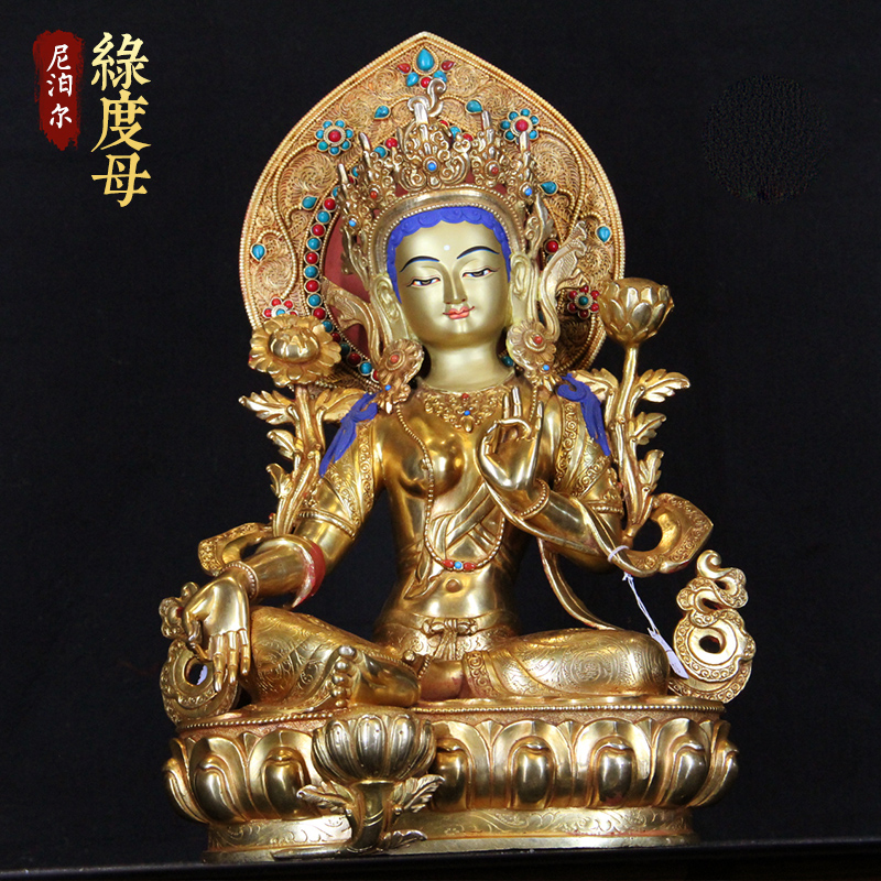Tibetan green Buddha like Nepal pure hand-made bronze-backlit Chinese living room for furnishing