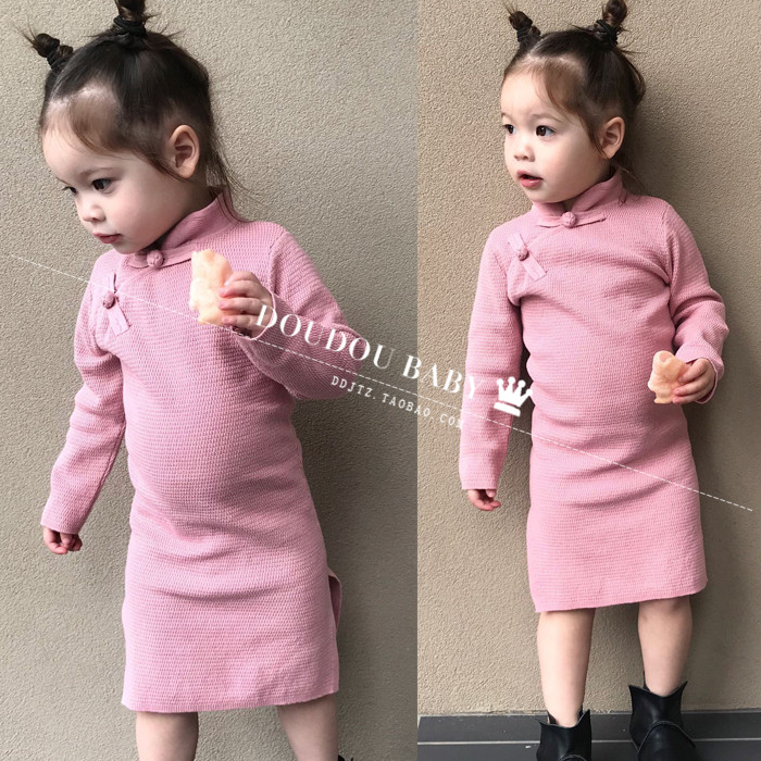 Children Qipao Autumn Winter Pure Cotton Girl Qipao Skirt Woman Baby Dress China Wind Little Girl's Gown