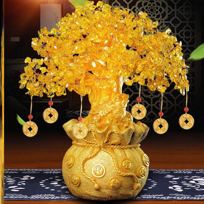 Citrine money tree ornaments small lucky tree home creative wine cabinet home decoration living room TV cabinet fortune tree