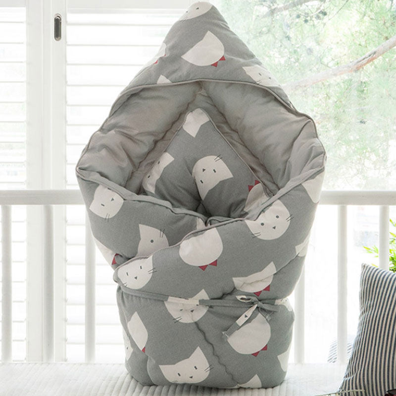 South Korean pure cotton newborn baby hug by warm baby bag by quilt kitty pattern 0 month newborn cuddle
