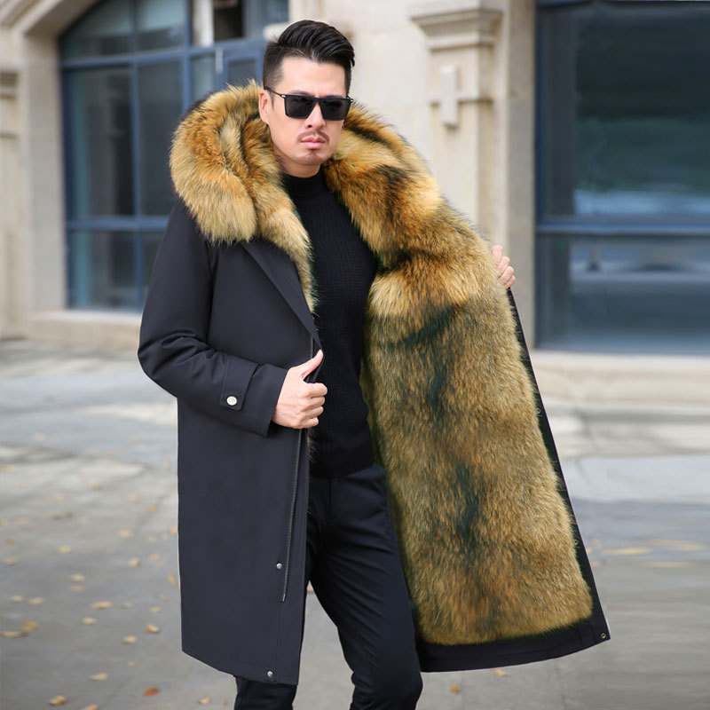 Men's Parka with Mink Lining, Winter 2025 New Model, Fleece-Lined and Thickened, Detachable Mid-Length Coat, Cold-Proof Overcoat Men's Parka with Mink Lining, Winter 2025 New Model, Fleece-Lined and Thickened, Detachable Mid-Length Coat, Cold-Proof Overcoat